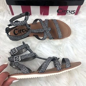 {sam edelman} snakeskin print gladiator sandals